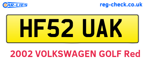 HF52UAK are the vehicle registration plates.