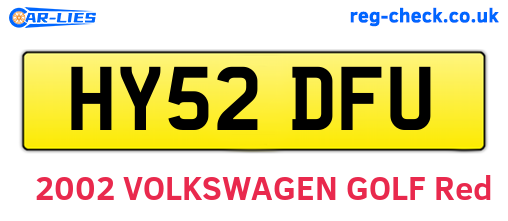HY52DFU are the vehicle registration plates.