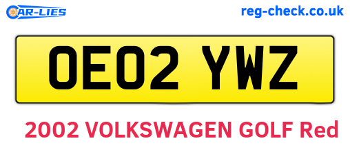 OE02YWZ are the vehicle registration plates.
