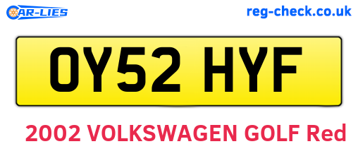 OY52HYF are the vehicle registration plates.