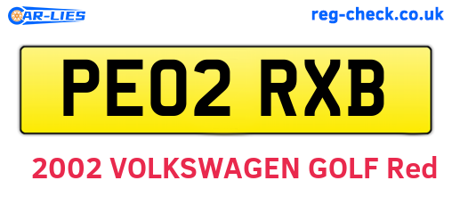 PE02RXB are the vehicle registration plates.