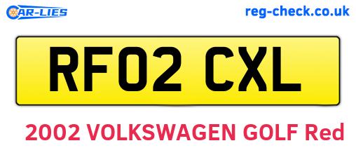 RF02CXL are the vehicle registration plates.
