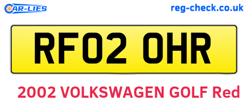 RF02OHR are the vehicle registration plates.