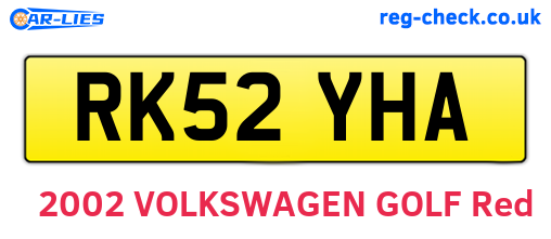 RK52YHA are the vehicle registration plates.