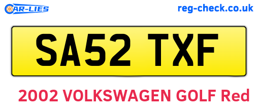 SA52TXF are the vehicle registration plates.