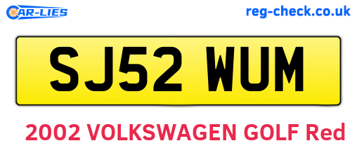 SJ52WUM are the vehicle registration plates.