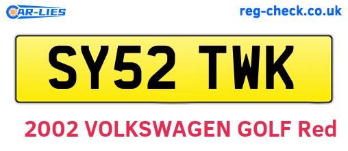 SY52TWK are the vehicle registration plates.