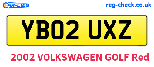YB02UXZ are the vehicle registration plates.