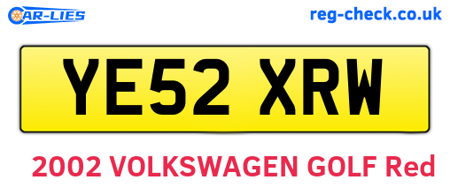 YE52XRW are the vehicle registration plates.