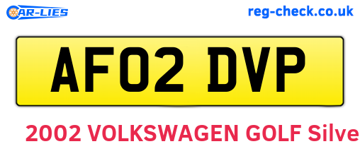 AF02DVP are the vehicle registration plates.