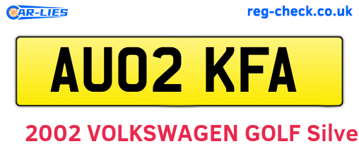AU02KFA are the vehicle registration plates.