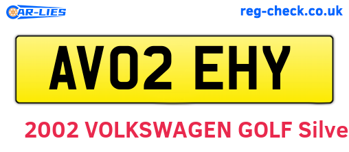 AV02EHY are the vehicle registration plates.