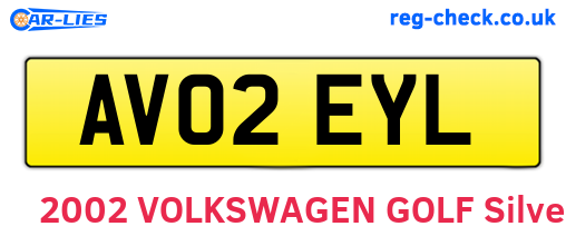 AV02EYL are the vehicle registration plates.