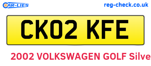 CK02KFE are the vehicle registration plates.