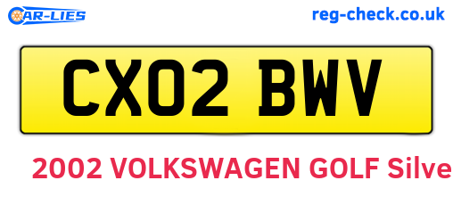 CX02BWV are the vehicle registration plates.