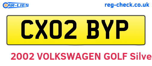 CX02BYP are the vehicle registration plates.