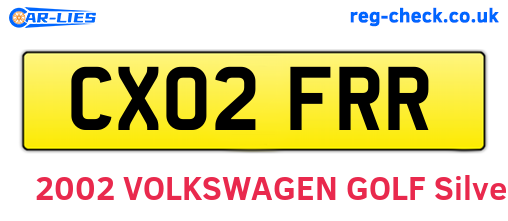 CX02FRR are the vehicle registration plates.