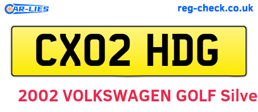 CX02HDG are the vehicle registration plates.