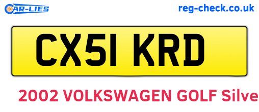 CX51KRD are the vehicle registration plates.