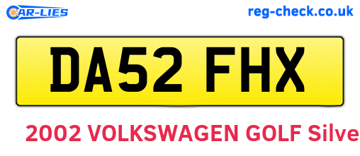 DA52FHX are the vehicle registration plates.