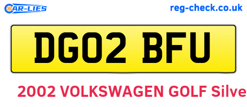 DG02BFU are the vehicle registration plates.