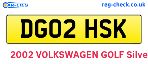 DG02HSK are the vehicle registration plates.