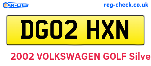 DG02HXN are the vehicle registration plates.