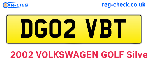 DG02VBT are the vehicle registration plates.