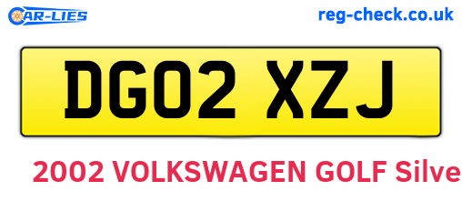 DG02XZJ are the vehicle registration plates.