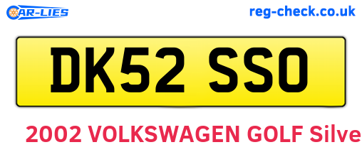 DK52SSO are the vehicle registration plates.