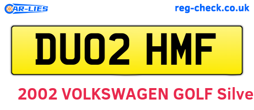 DU02HMF are the vehicle registration plates.