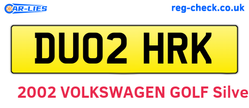 DU02HRK are the vehicle registration plates.