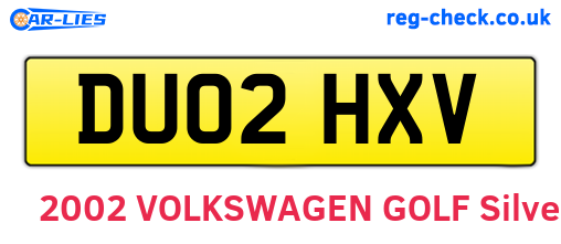 DU02HXV are the vehicle registration plates.