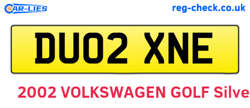 DU02XNE are the vehicle registration plates.