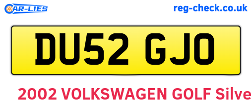 DU52GJO are the vehicle registration plates.