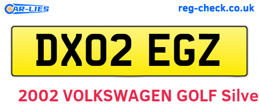 DX02EGZ are the vehicle registration plates.