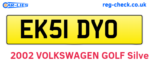 EK51DYO are the vehicle registration plates.