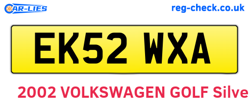 EK52WXA are the vehicle registration plates.