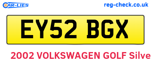 EY52BGX are the vehicle registration plates.