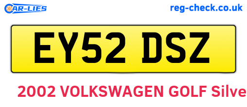 EY52DSZ are the vehicle registration plates.