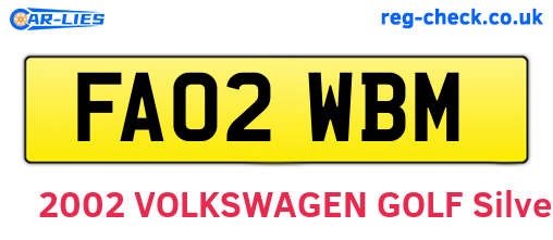 FA02WBM are the vehicle registration plates.