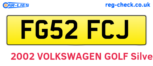 FG52FCJ are the vehicle registration plates.