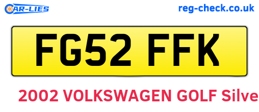 FG52FFK are the vehicle registration plates.
