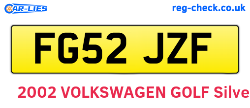 FG52JZF are the vehicle registration plates.