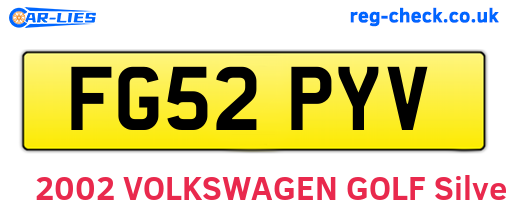 FG52PYV are the vehicle registration plates.