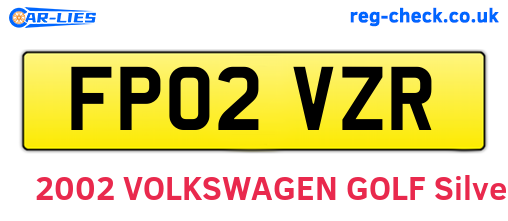 FP02VZR are the vehicle registration plates.