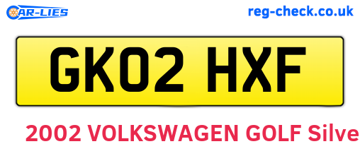 GK02HXF are the vehicle registration plates.