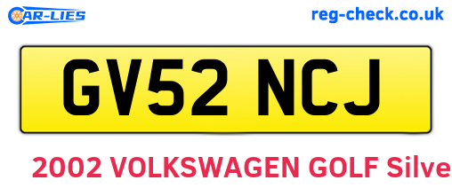 GV52NCJ are the vehicle registration plates.