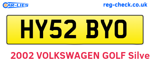 HY52BYO are the vehicle registration plates.