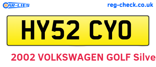 HY52CYO are the vehicle registration plates.
